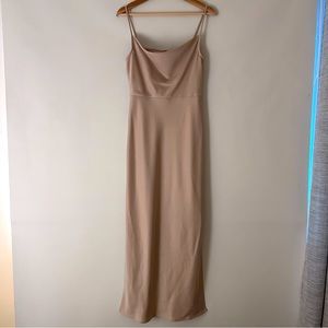 BHLDN Cali Satin Charmeuse Midi Dress.